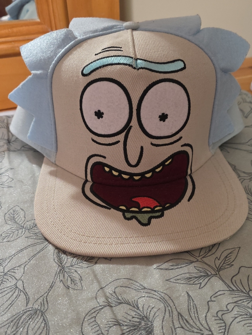Spencer's Light Blue & Beige Rick Face Snapback Hat